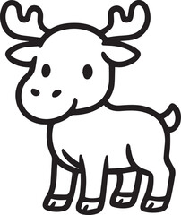 A charming cartoon moose with adorable design that stands out, perfect for kids.