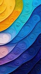 An abstract artwork featuring colorful swirls and waves with a textured surface, creating a dynamic and artistic composition.