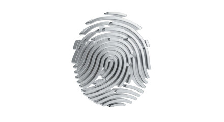 3d fingerprint security icon silver isolated on white background