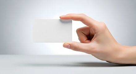 Hand holding blank white card for custom message or branding