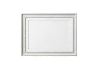 An empty, pristine, rectangular off-white to light beige frame with refined decorative edges and aged photo mount texture, centered on transparent surface, minimalist studio setup, versatile template