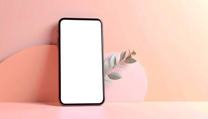 Modern smartphone on a soft peach background, great for displaying mobile app interfaces