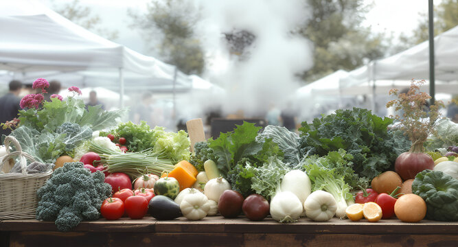 Farm-Fresh Vegetables Abound at the Local Market with Plentiful Produce, Freshly Picked, Displayed with Pride, Inviting Healthy Eating and Supporting Local Farmers
