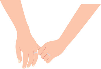 Close-up of a couple holding hands wearing wedding rings