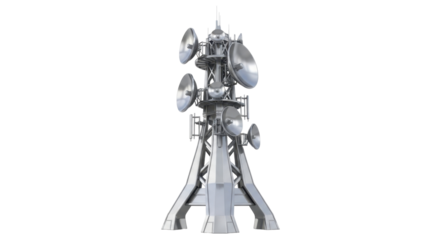 3d future antenna tower icon silver isolated on white background