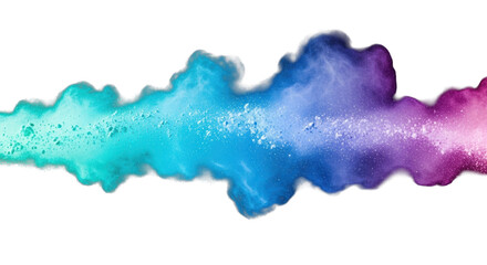 Highly detailed, fluid powder cloud with smooth horizontal cyan to indigo gradient, luminous particles, soft backlighting on black background, concept of digital transformation