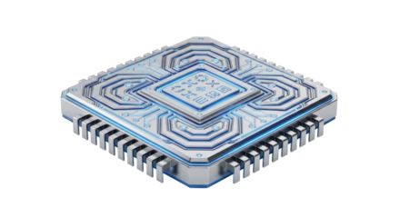 3d futuristic chip icon silver isolated on white background