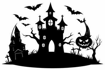 helloween sihouette black vector white background