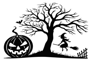 helloween sihouette black vector white background