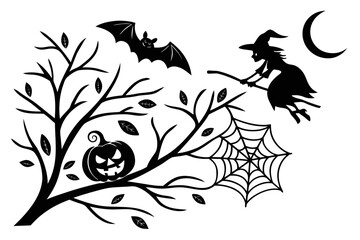 helloween sihouette black vector white background