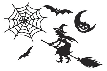 helloween sihouette black vector white background