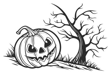 helloween sihouette black vector white background