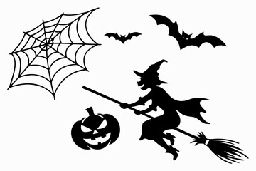 helloween sihouette black vector white background