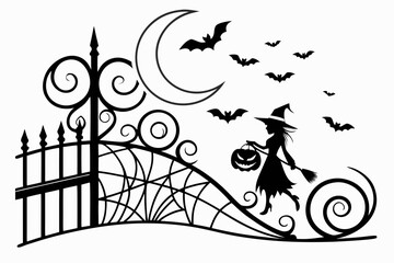 helloween sihouette black vector white background