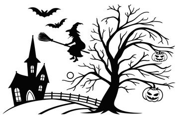 helloween sihouette black vector white background
