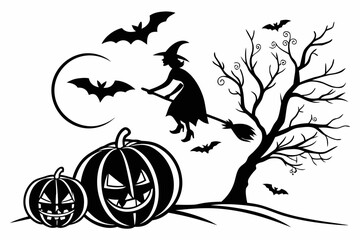 helloween sihouette black vector white background