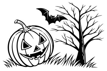 helloween sihouette black vector white background