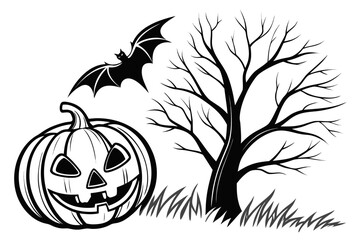 helloween sihouette black vector white background