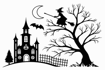 helloween sihouette black vector white background