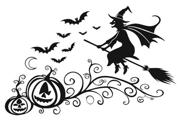 helloween sihouette black vector white background