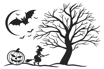 helloween sihouette black vector white background