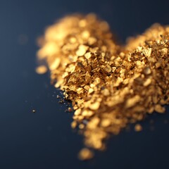Floating gold flakes forming heart outline, valentine, elegant romantic shimmer
