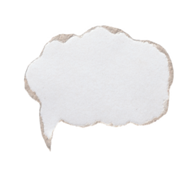 White Torn Paper Speech Bubble with Rough Ripped Edges on Transparent Background