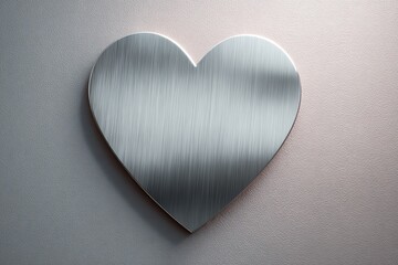 Metallic heart icon on subtle matte field, valentine, polished modern tenderness