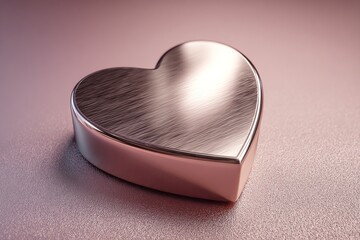 Metallic heart icon on subtle matte field, valentine, polished modern tenderness