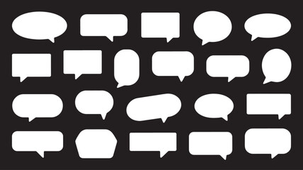 Collection of various white speech bubble shapes on a