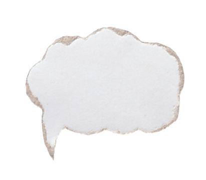 White Torn Paper Speech Bubble with Rough Ripped Edges on Transparent Background