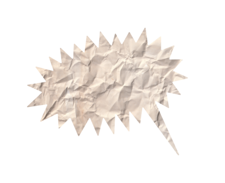 White Crumpled Paper Speech Bubble with Grunge Texture
