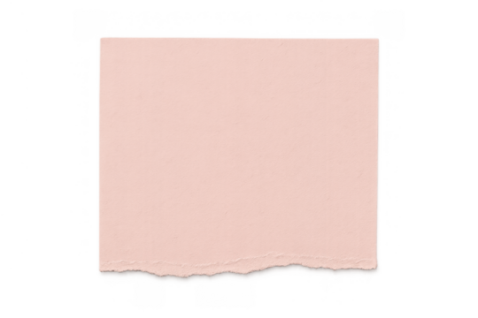 Ripped pink paper piece with torn edgy bottom on transparent background, showing texture and space for copy