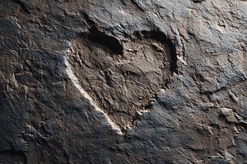 Subtle heart imprint on textured surface, valentine, quiet intimate message