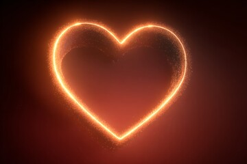 Warm glowing border around heart icon, valentine, bright emotional focus