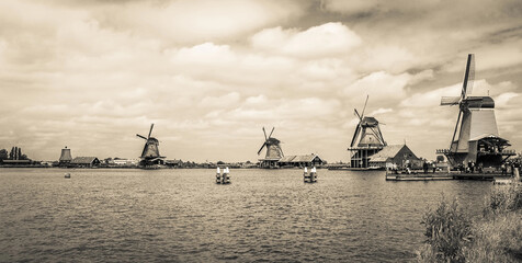 Windmills in Zaanse Schans. Netherlands
