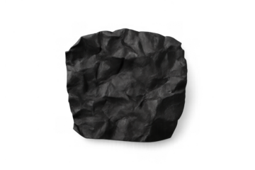 Crumpled black paper texture background presenting grunge effect with wrinkled surface and rough abstract pattern, transparent background