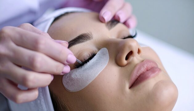 cosmetologist undergoing lash extension procedure 
