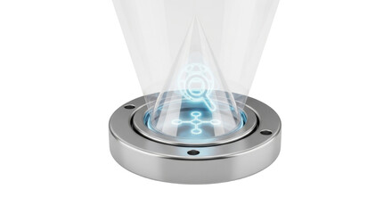 3d hologram projection icon silver isolated on white background
