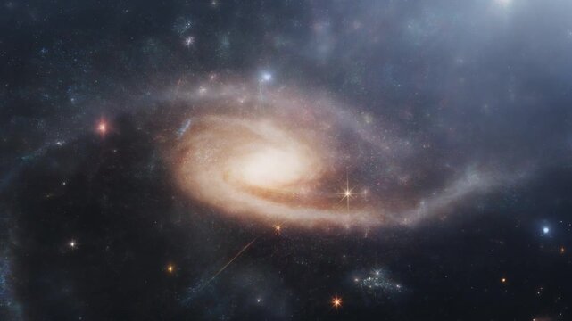 Spiral galaxy in space, luminous swirl in celestial grandeur burst&hellip;