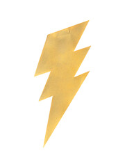  Yellow Paper Lightning Bolt Icon with Washi Tape Texture, Isolated