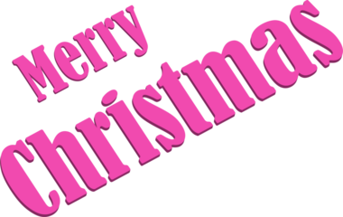 A vibrant pink merry christmas text against a stark black background