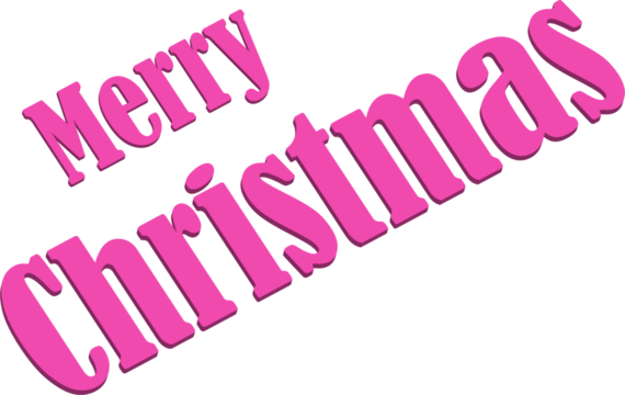 A vibrant pink merry christmas text against a stark black background