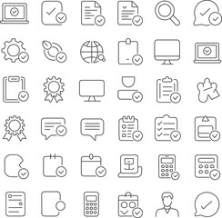 Thin Line Approved Icons for Website and Mobile App Design Pack