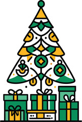 Christmas tree with gifts vector illustration for holiday season celebration card design