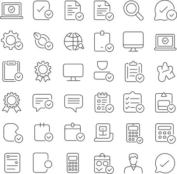 Thin Line Approved Icons for Website and Mobile App Design Pack