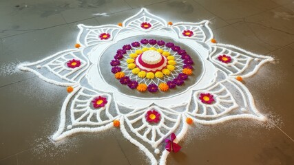 Colorful and Intricate Rangoli Design for Festive Celebrations.