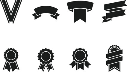Award ribbons, banner shapes, and rosettes for recognition and celebration Vector