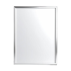 Blank vertical picture frame with a silver metallic border against a black background.