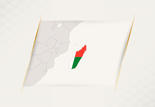Madagascar Country Map Featuring National Flag Colors.